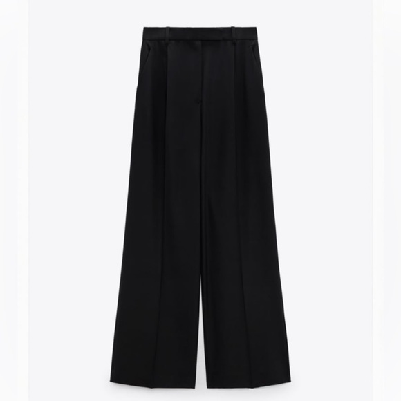 Zara Wide Leg Black Pant 8372/424/800 - Picture 1 of 4